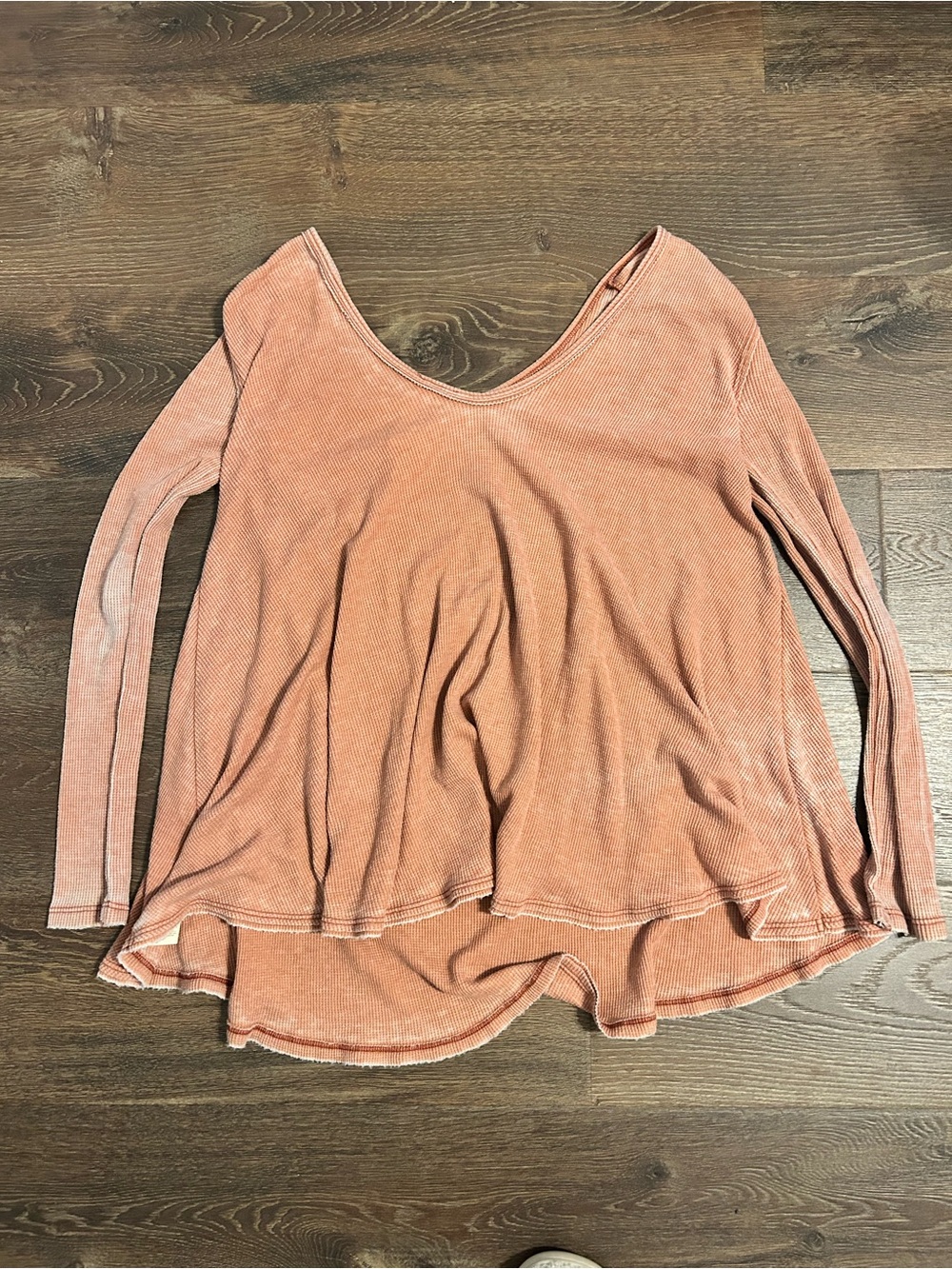Free People Women's Washed Rose Long-Sleeve Scoop Neck Top